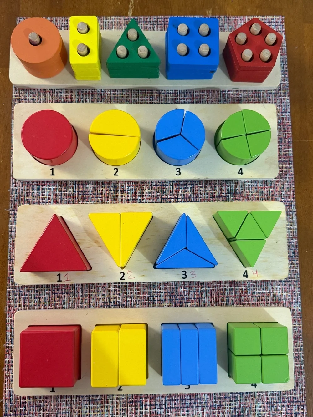 PlayTive Wooden Shape Sorting Puzzle 4 set learning Boards Montessori Toy